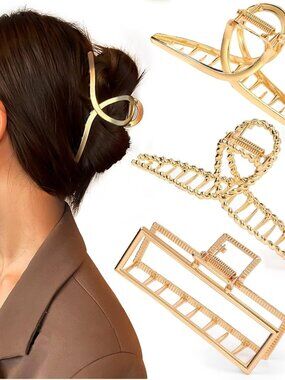 3 PCS Metal Large Claw Clips for Thick Heavy Hair, Strong Hold Big Non-Slip Hair